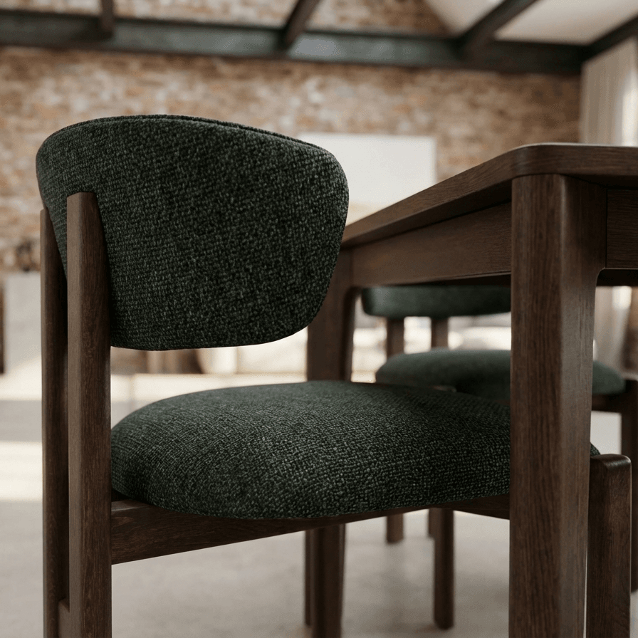SEGURA Set of 2 Modern Armless Upholstered Dining Chairs Solid Wood Frame with Performance Fabric