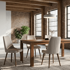 STILL Set of 2 Mid-Century Modern Dining Chairs Performance Fabric with Tapered Wood Legs