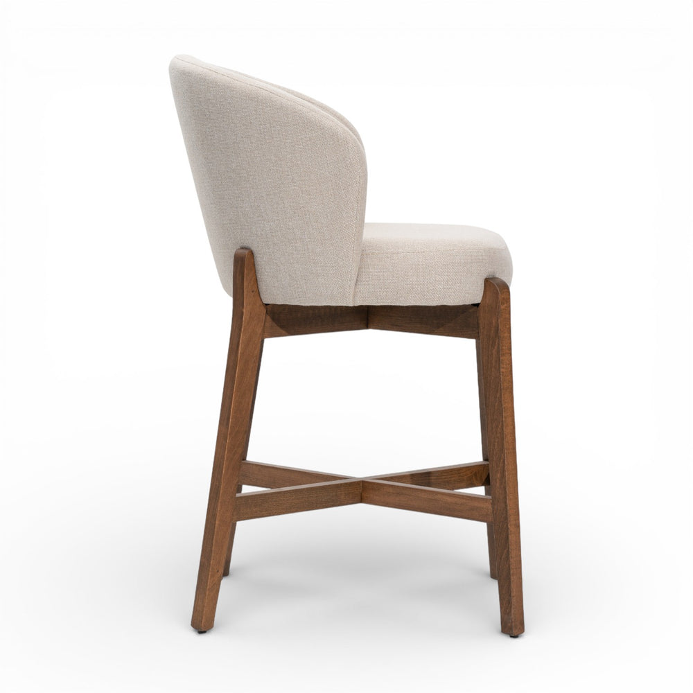 VIOLA Counter Stool Set of 2 Performance Fabric with Exposed Wood Frame Walnut Finish main image