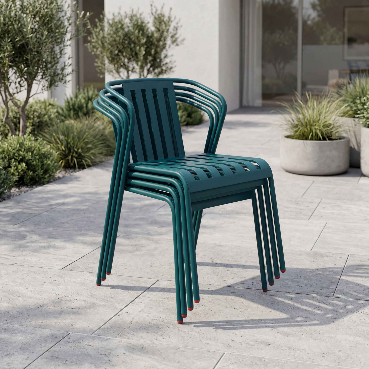 ALTO PARI Premium All-Weather Outdoor Stacking Dining chair (Set of 2) (Ocean Blue)