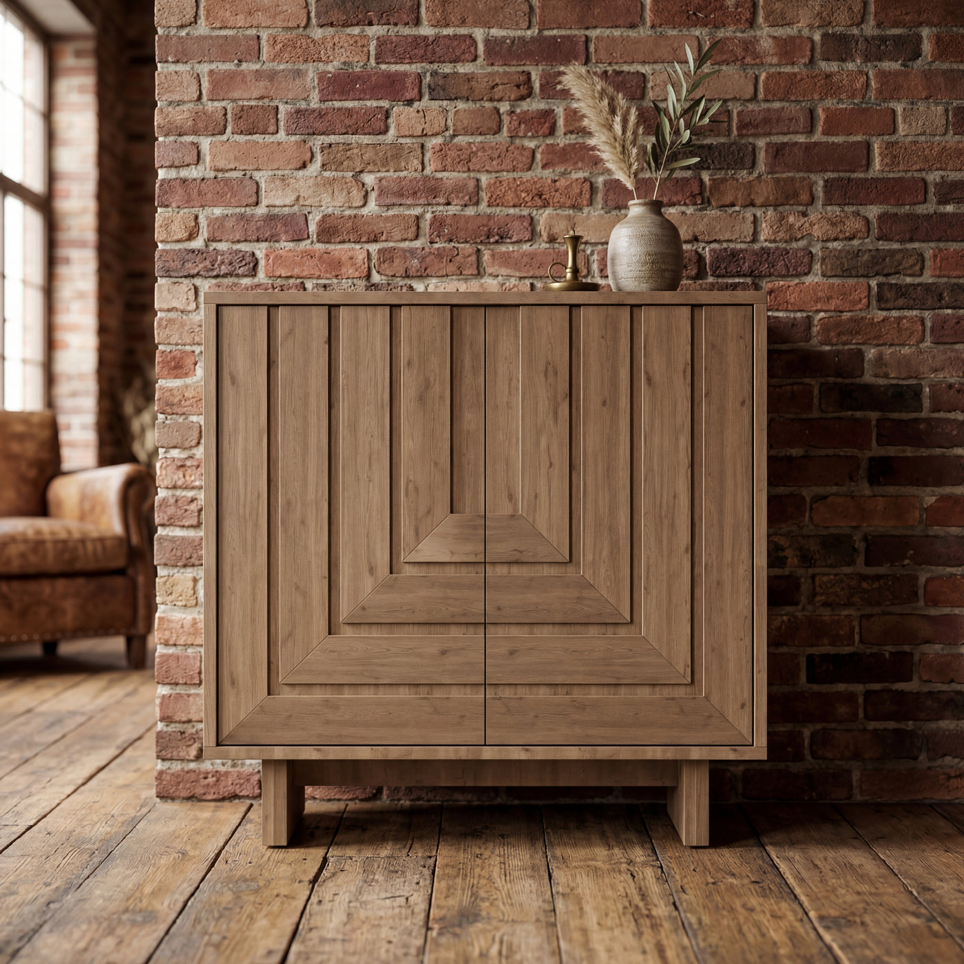 MURATTA Modern Geometric Wood Sideboard Cabinet – Contemporary Storage Console for Living Room & Dining Room