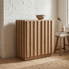PIETRA Modern Wood Slatted Sideboard Cabinet – Contemporary Storage Console for Living Room & Dining Room