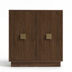 CONRAD Modern Walnut Fluted Sideboard Cabinet – Contemporary Storage Console with Ribbed Doors