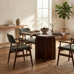 OZANA Modern Walnut Dining Table – Contemporary Rectangular Pedestal Dining Table for Dining Room