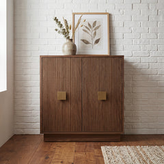 CONRAD Modern Walnut Fluted Sideboard Cabinet – Contemporary Storage Console with Ribbed Doors