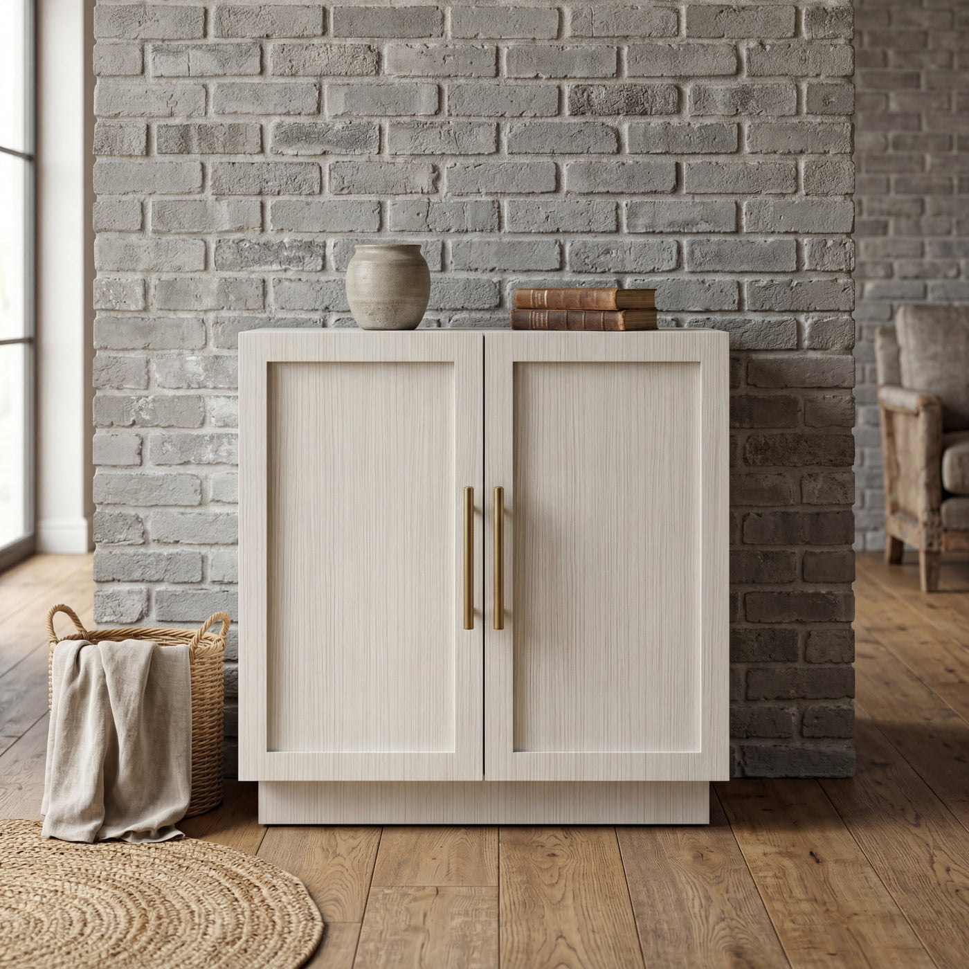 BIANCO Modern Wood Storage Cabinet with Panel Doors – Contemporary Sideboard for Living Room & Dining Room