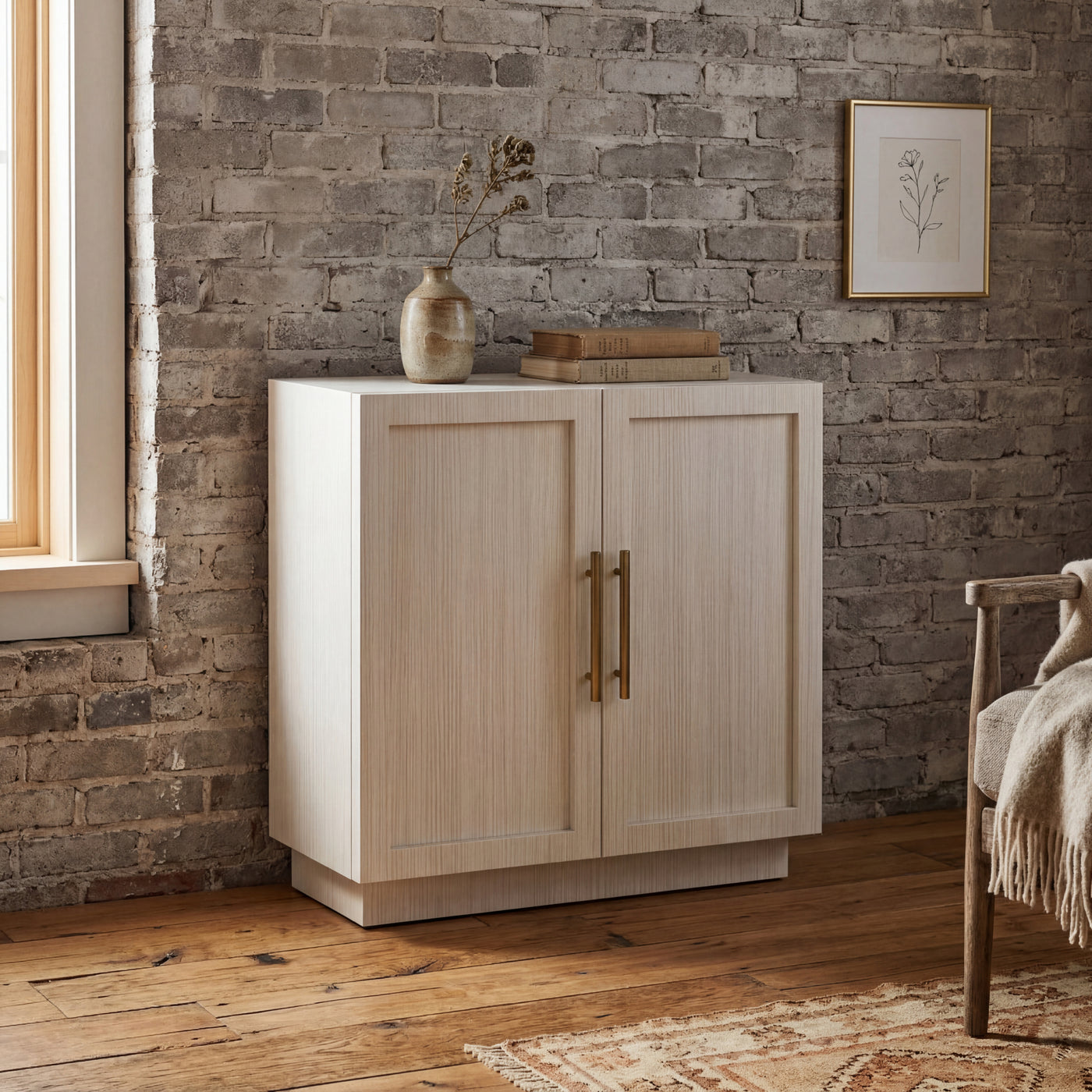 BIANCO Modern Wood Storage Cabinet with Panel Doors – Contemporary Sideboard for Living Room & Dining Room