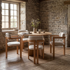 ATLAS Modern Round Dining Table – Contemporary Wood Pedestal Dining Table for Dining Room & Kitchen