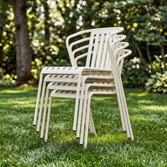 ALTO PARI Premium All-Weather Outdoor Stacking Dining chair (Set of 2) (Traffic White)