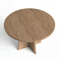 ATLAS Modern Round Dining Table – Contemporary Wood Pedestal Dining Table for Dining Room & Kitchen
