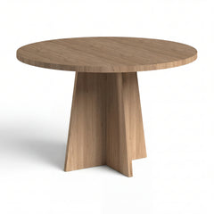ATLAS Modern Round Dining Table – Contemporary Wood Pedestal Dining Table for Dining Room & Kitchen