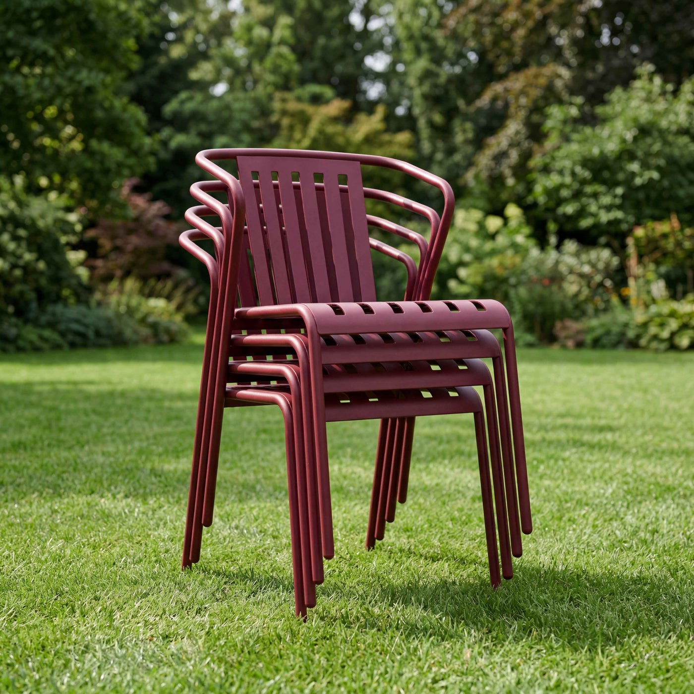 ALTO PARI Premium All-Weather Outdoor Stacking Dining chair (Set of 2) (Wine Red)